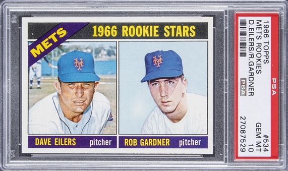 1966 Topps "Mets Rookies" #534 Dave Eilers/Rob Gardner Rookie Card - PSA GEM MT 10 - LOW POP!